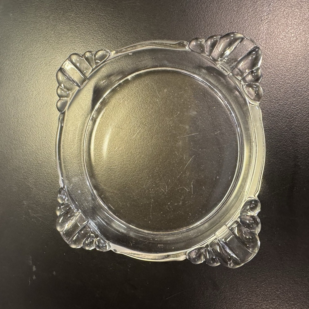 Your Grandmother's Vintage Square Clear Glass Ashtray Cigar Cigarette 4"